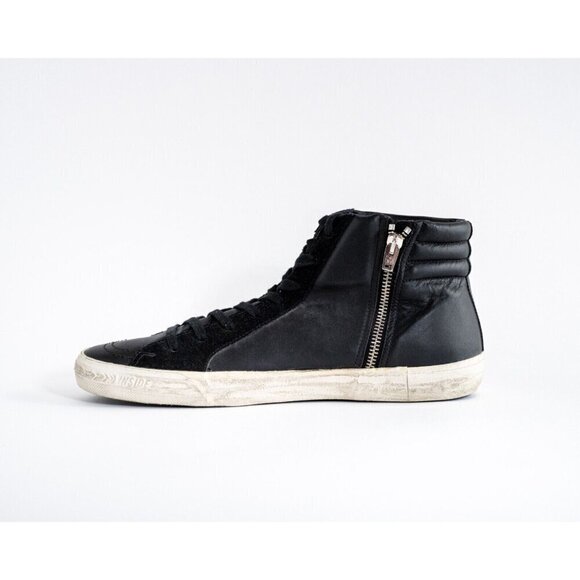 Size 43 | 10 US -  SLIDE Black Calfskin Men\'s Sneakers High-Top